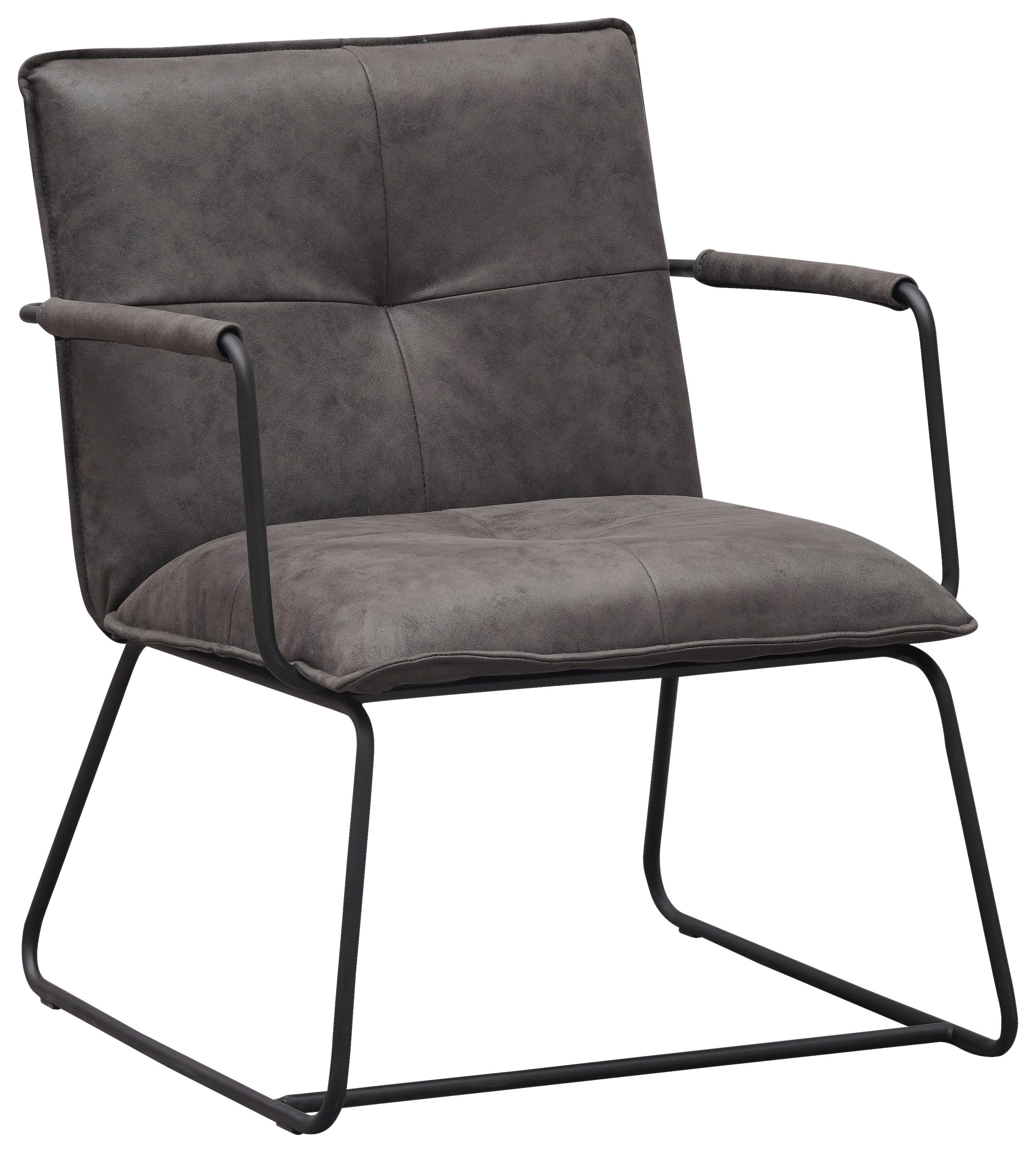 Sessel Bilbao - Anthrazit/Schwarz, MODERN, Textil/Metall (65/80/68cm) - MID.YOU