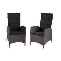 Gartenstuhl-set Uv-beständig Braga, Kunststoffgeflecht - Dunkelgrau/Silberfarben, Basics, Kunststoff/Textil (68/109/60cm) - Gardenson