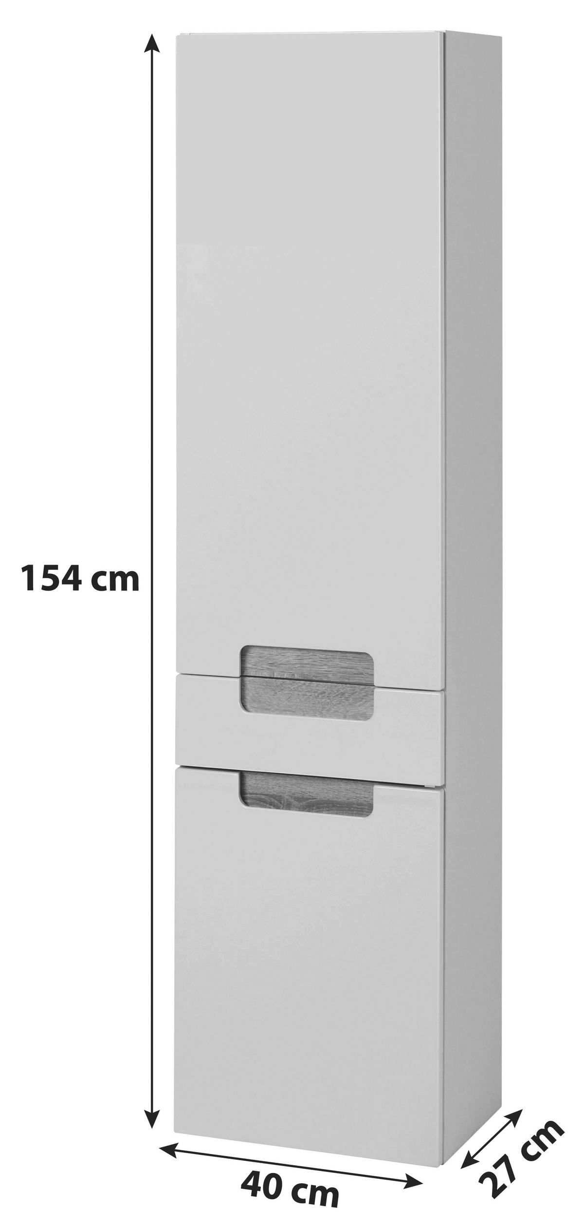 Hochschrank mit Türdämpfer Siena 40cm Weiß/Anthrazit - Anthrazit/Weiß, MODERN, Holzwerkstoff (40/154/27cm) - Held