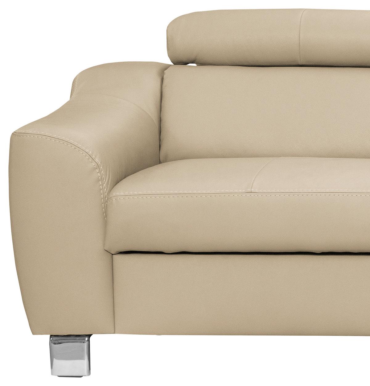 Ecksofa Aspen Beige S: 245 Cm - Chromfarben/Beige, Design, Leder/Textil (245/208cm) - Livetastic