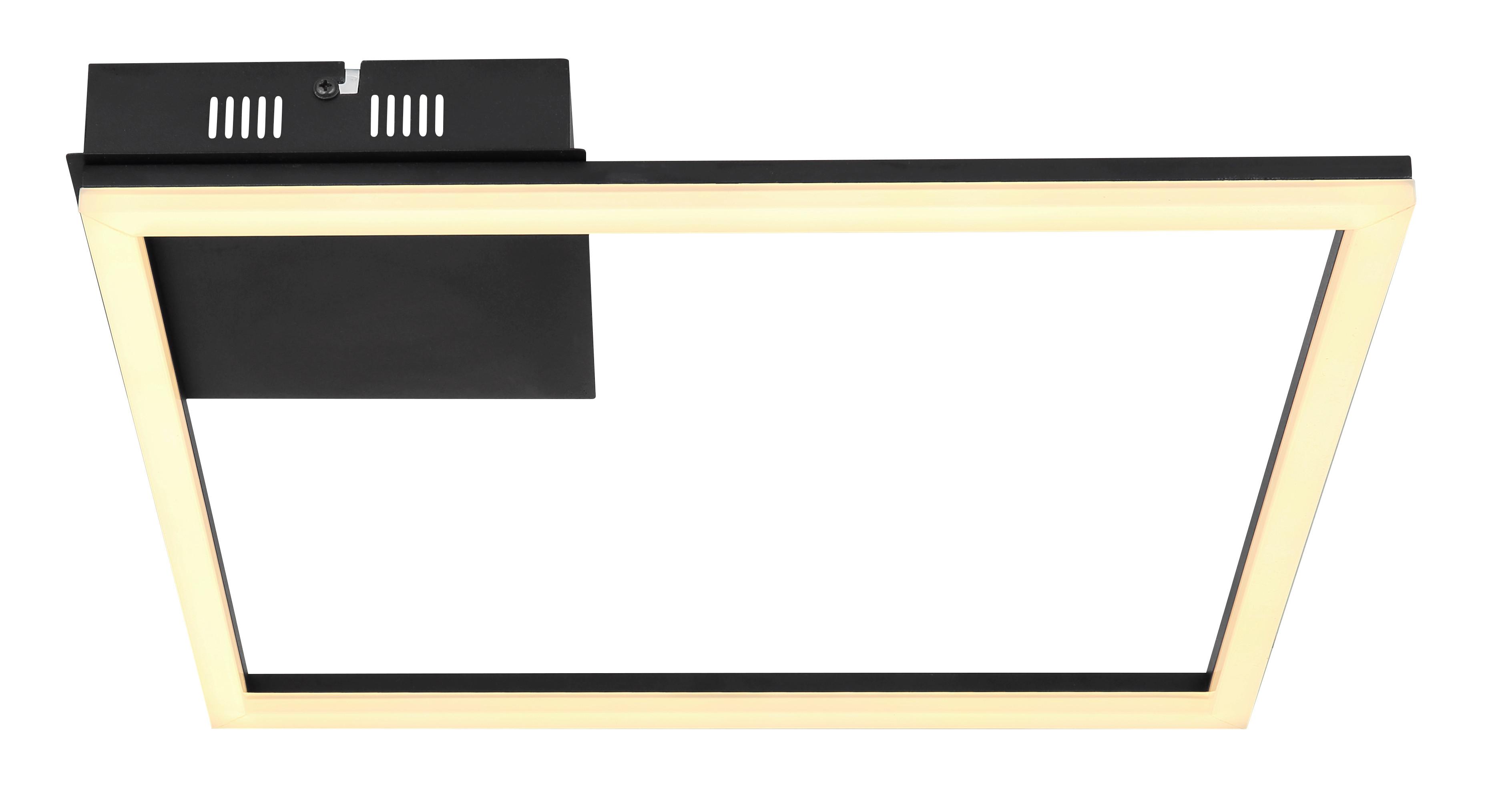 Led-deckenleuchte L: 40 Cm, 1-Flammig - Opal/Schwarz, Design, Kunststoff/Metall (40/40/5,5cm) - Globo