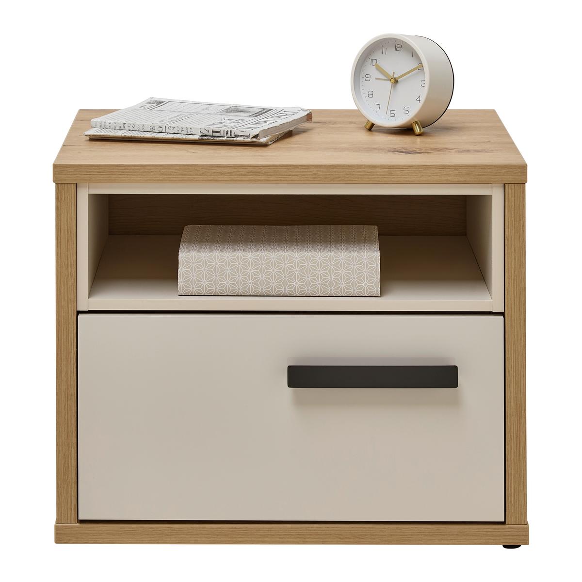 NOČNÍ STOLEK CASA MIA - kašmírová/antracitová, Konvenční, kov/kompozitní dřevo (45/50/40cm)