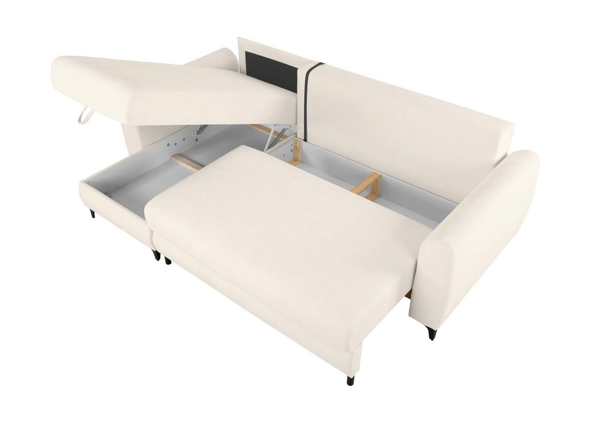 Ecksofa Moli, Creme S: 236x148 cm - Creme/Schwarz, Design, Textil (236/148cm) - MID.YOU