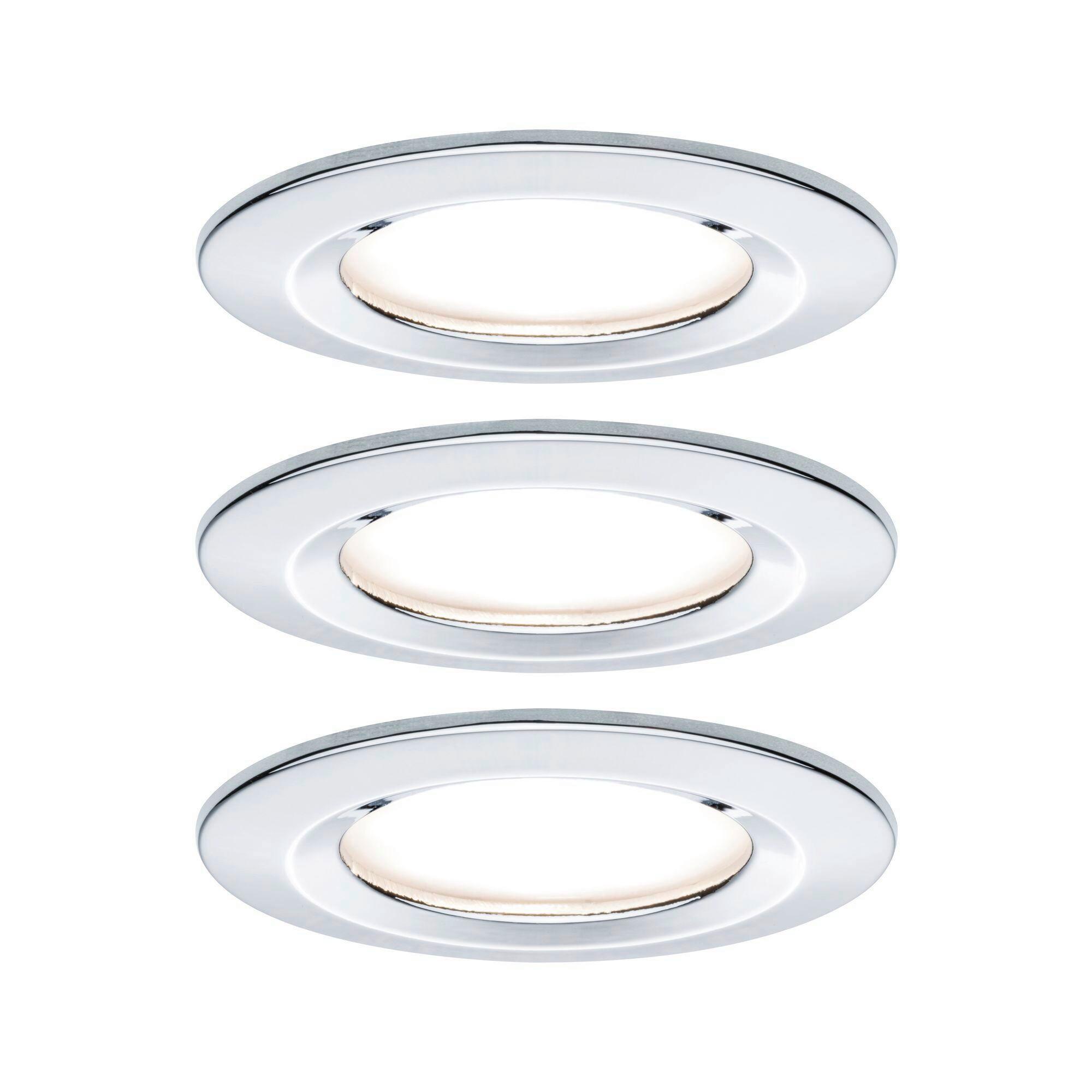 LED-Deckenleuchte Ø 7,8 cm 3er-Set Alufarben Rund - Chromfarben/Alufarben, Basics, Metall (7,8cm) - Paulmann