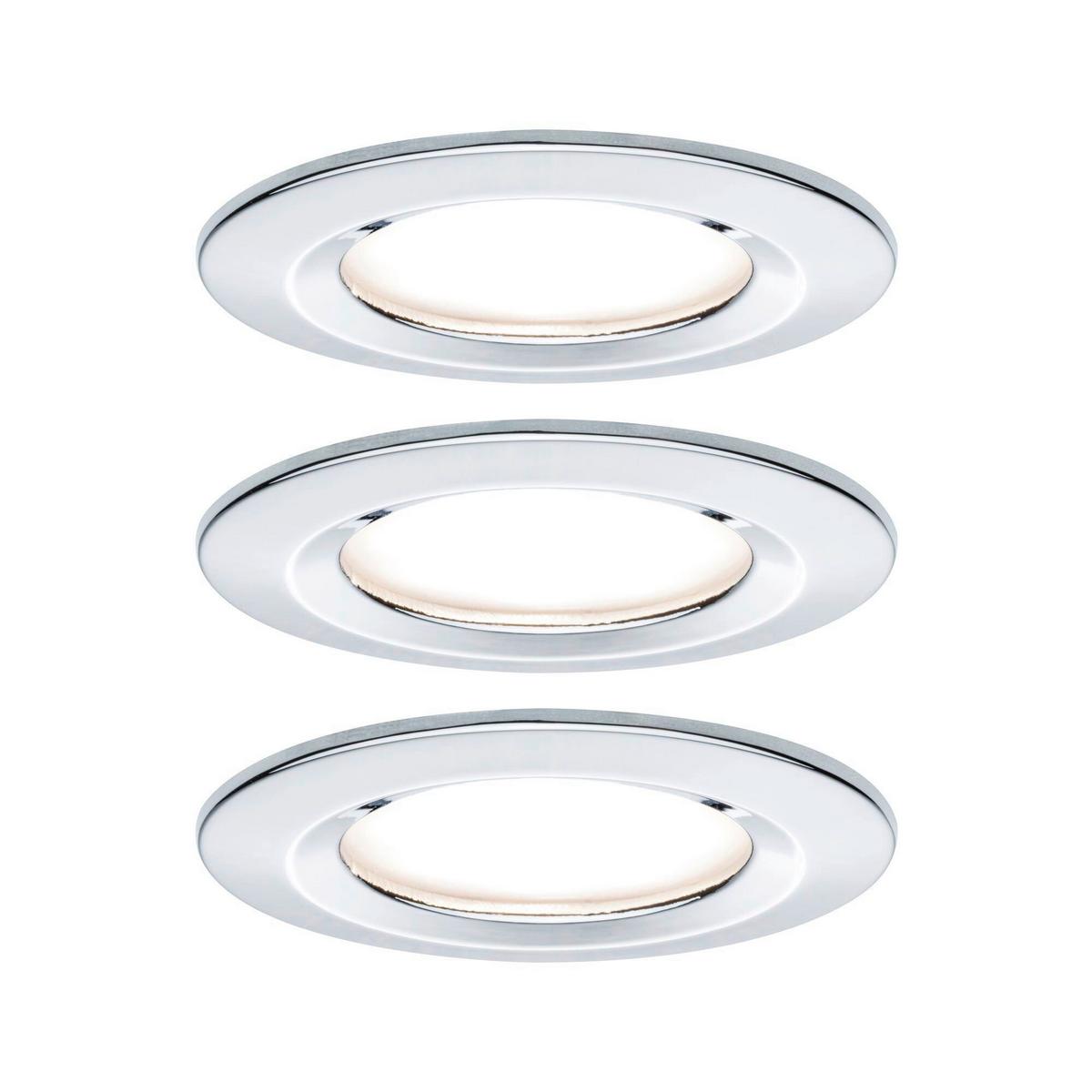 LED-Deckenleuchte Ø 7,8 cm 3er-Set Alufarben Rund - Chromfarben/Alufarben, Basics, Metall (7,8/7,8/4,5cm) - Paulmann