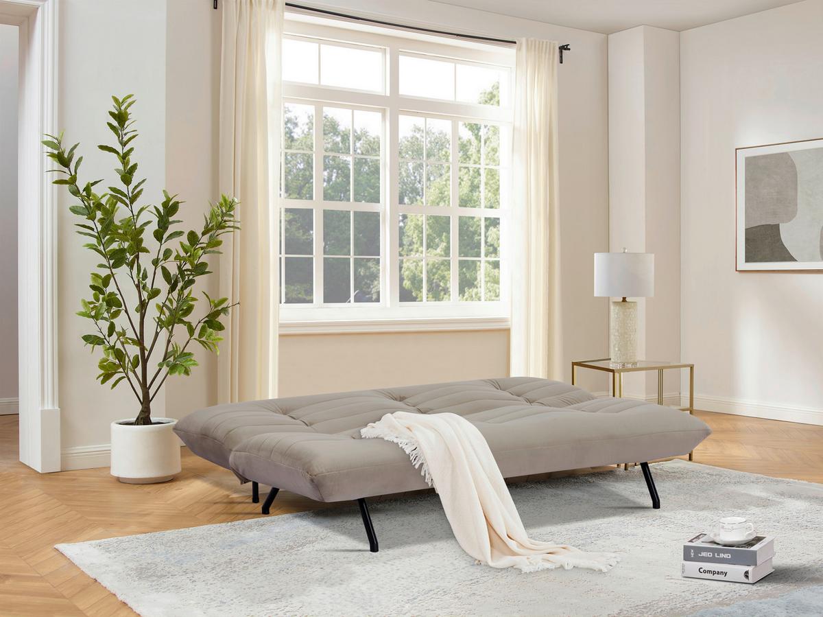 Rozkladacia pohovka JARVIS, svetlohnedý zamat - čierna/taupe, Modern, kov/textil (185/82/62cm) - MID.YOU