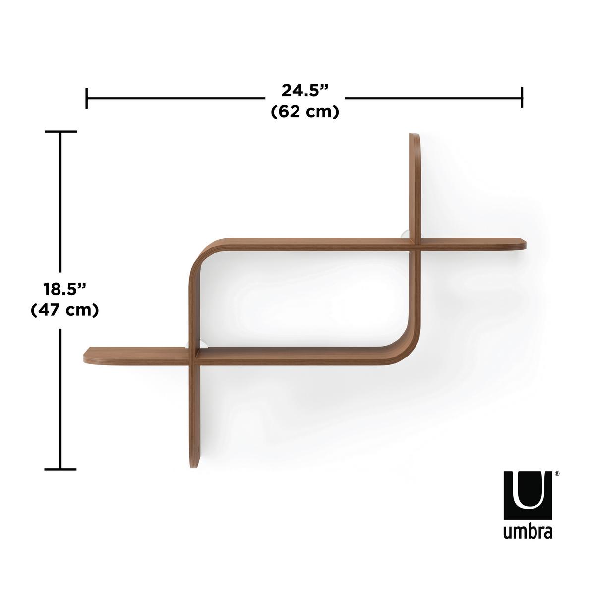 NÁSTĚNNÝ REGÁL 1017571-1055 - barvy vlašských ořechů, Design, dřevo (15,2/46,9/52,2cm) - Umbra