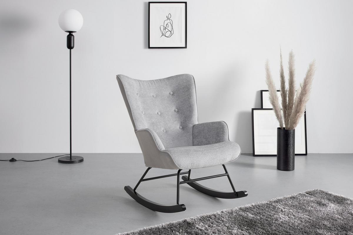 Hojdacie kreslo ROCK, sivá, max. 140 kg - čierna/sivá, Modern, kov/drevo (66/90/77cm) - Mömax