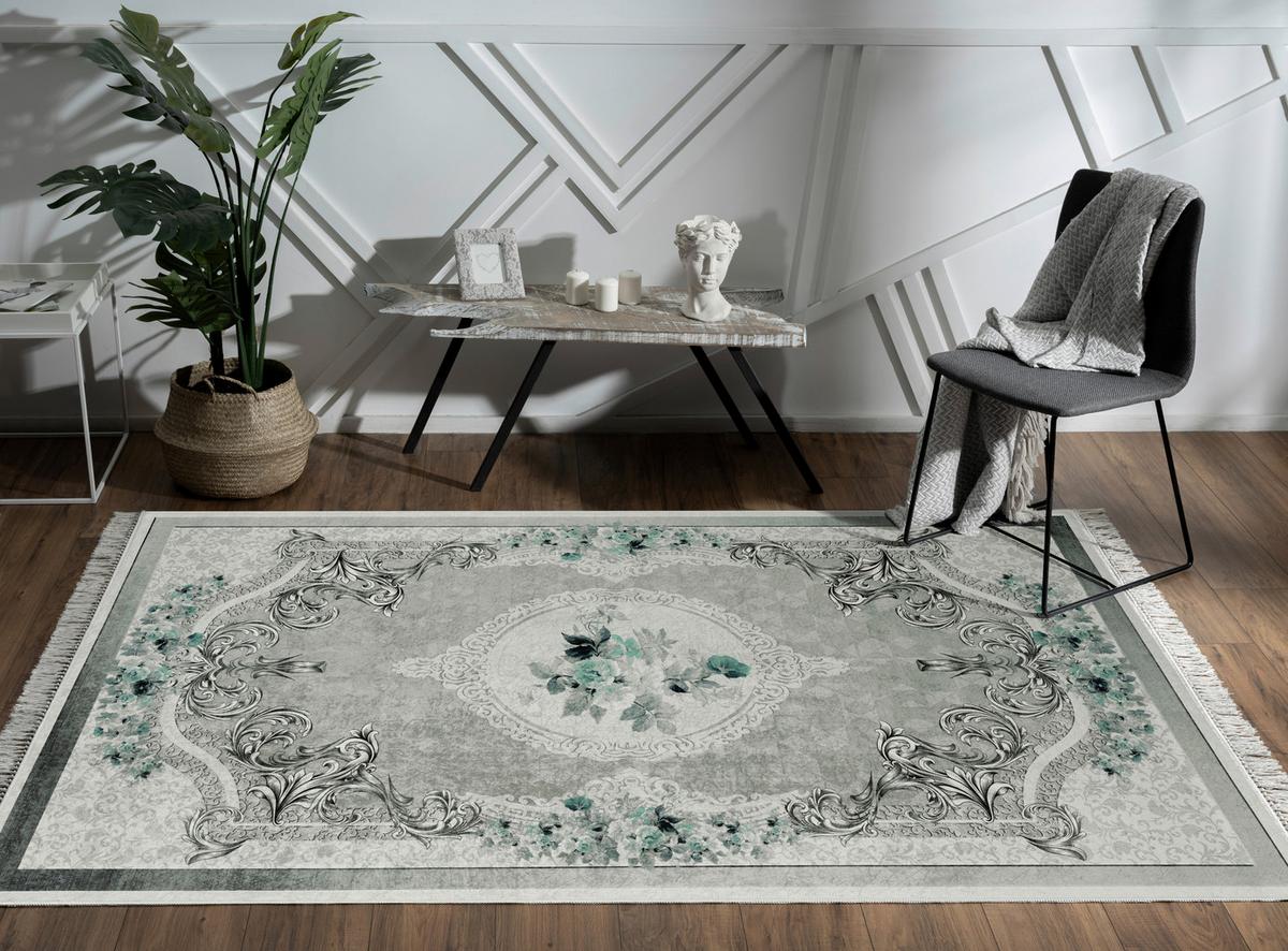 Teppich Grau/blau Erika 160x230 Cm - Blau/Grau, Basics, Kunststoff (160/230cm) - James Wood