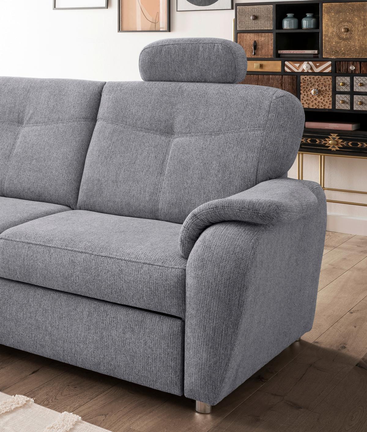 Eckschlafsofa Rosali Silberfarben S: 180x264 Cm - Chromfarben/Silberfarben, MODERN, Textil (180/264cm) - Livetastic