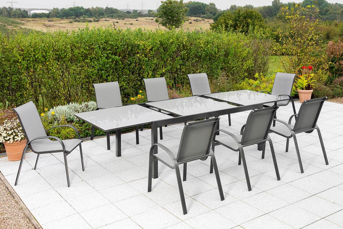Gartenset Amalfi - Silberfarben/Graphitfarben, MODERN, Textil/Metall - Gardenson