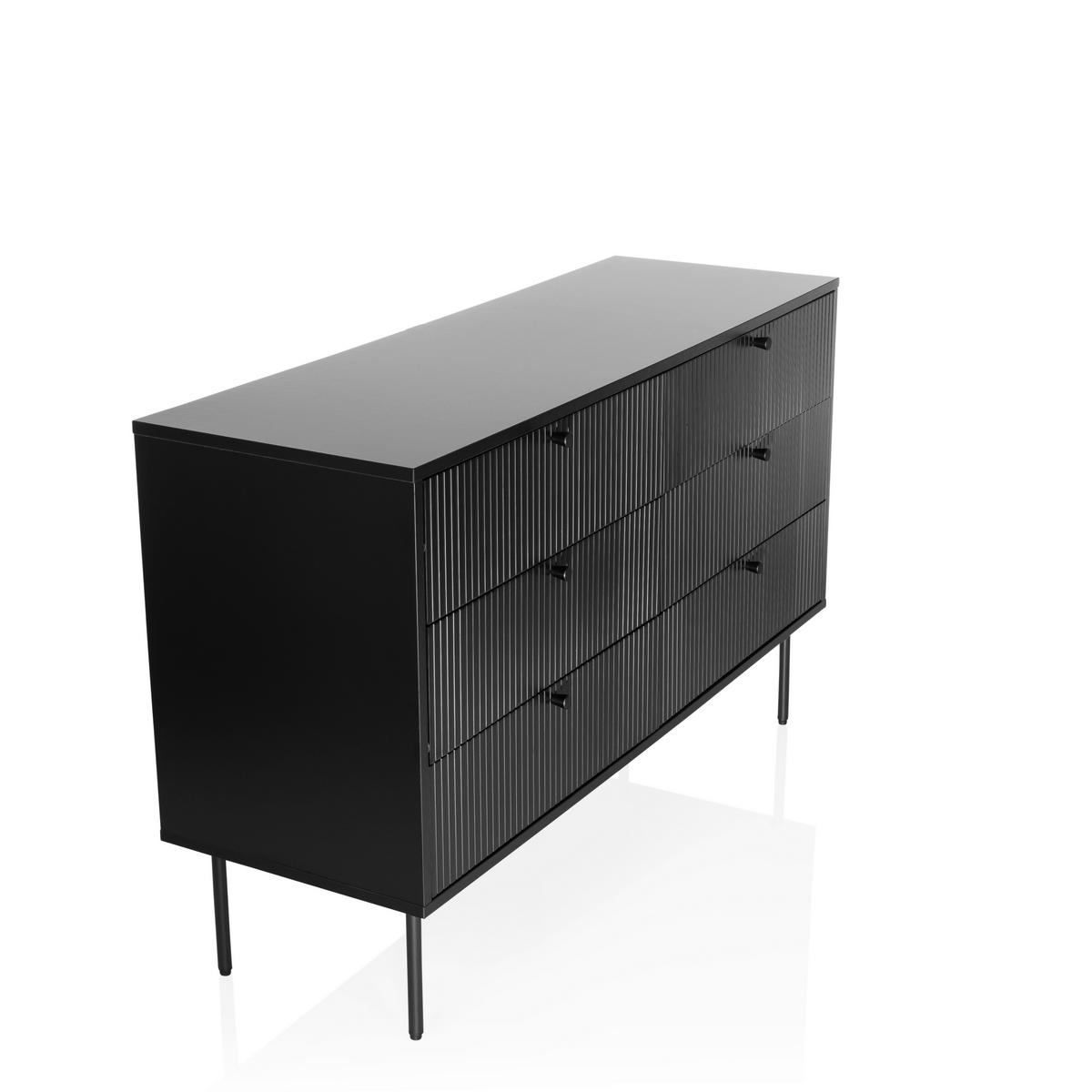Kommode Karby S Schwarz B: 120 Cm - Schwarz, MODERN, Holzwerkstoff (120/40/75cm) - MID.YOU