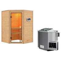 Sauna Grenoble 3 Mit Ext. Steuerung 145x187x145 Cm - Naturfarben, Basics, Holz (145/187/145cm) - Karibu