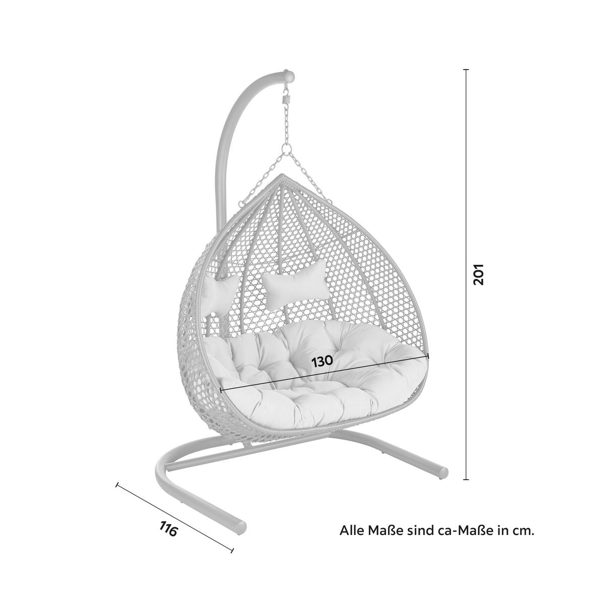 Závesné kreslo Bari - sivá/svetlosivá, Modern, kov/textil (130/201/116cm) - Bessagi Garden