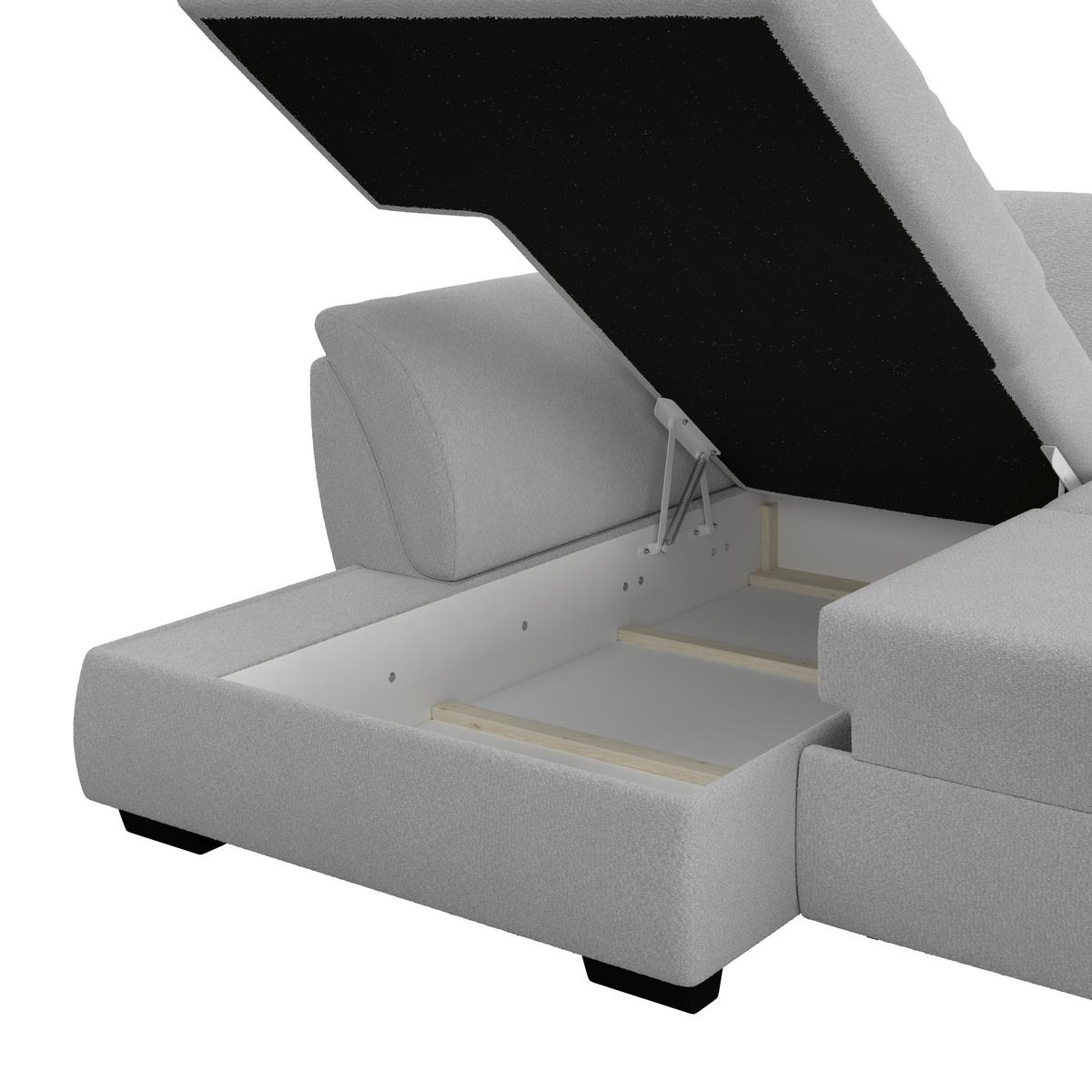 Rohová sedačka BERISSO, ľavá, svetlosivá tk. VINCI - čierna/svetlosivá, Konventionell, textil/plast (187/278cm) - Ondega