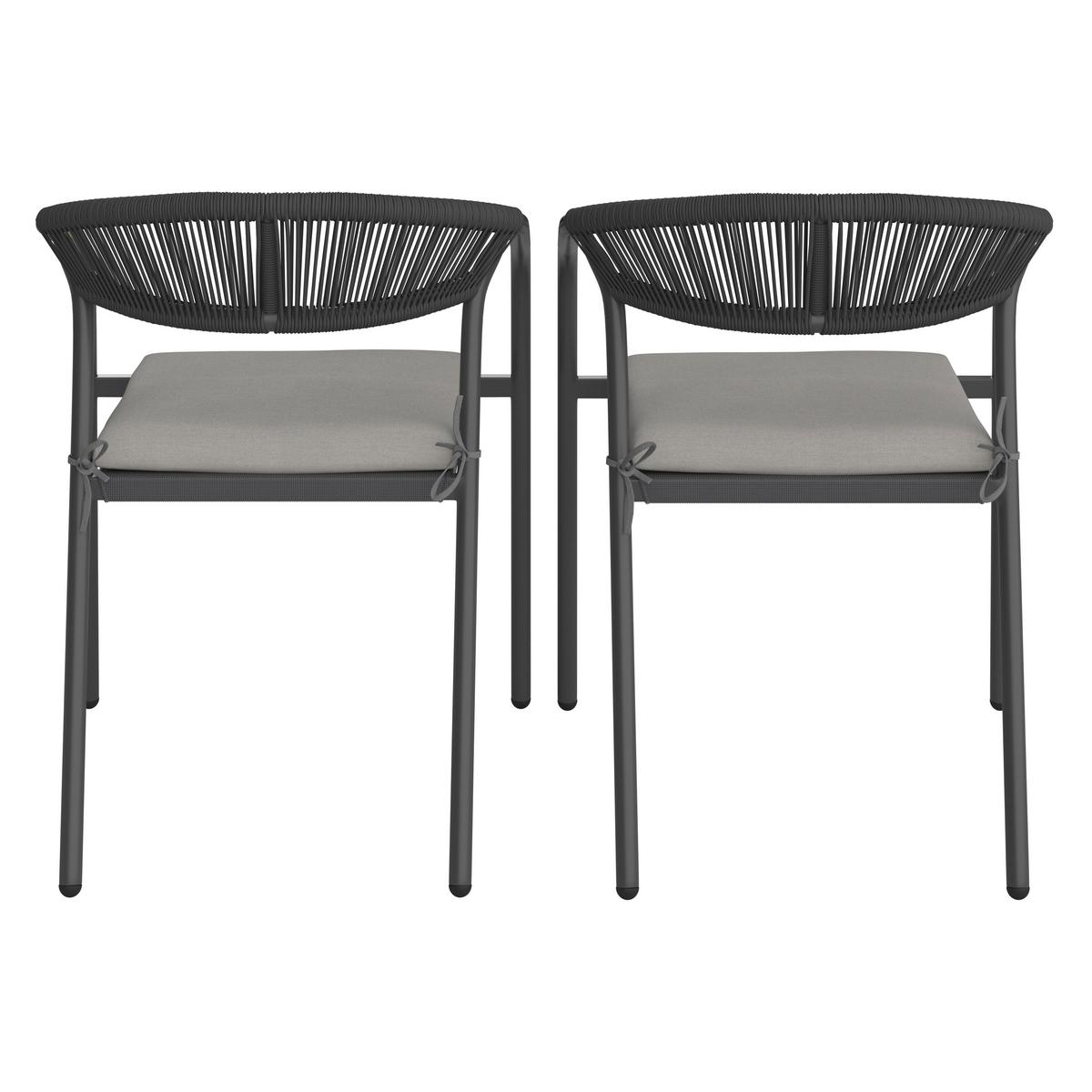 Sada záhradných kresiel BENICIO - čierna/sivá, Modern, kov/textil (56/80/64cm) - Bessagi Garden