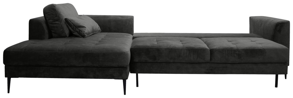 Eckschlafsofa Luzi - Anthrazit/Schwarz, MODERN, Textil (280/168cm) - Trendmanufaktur