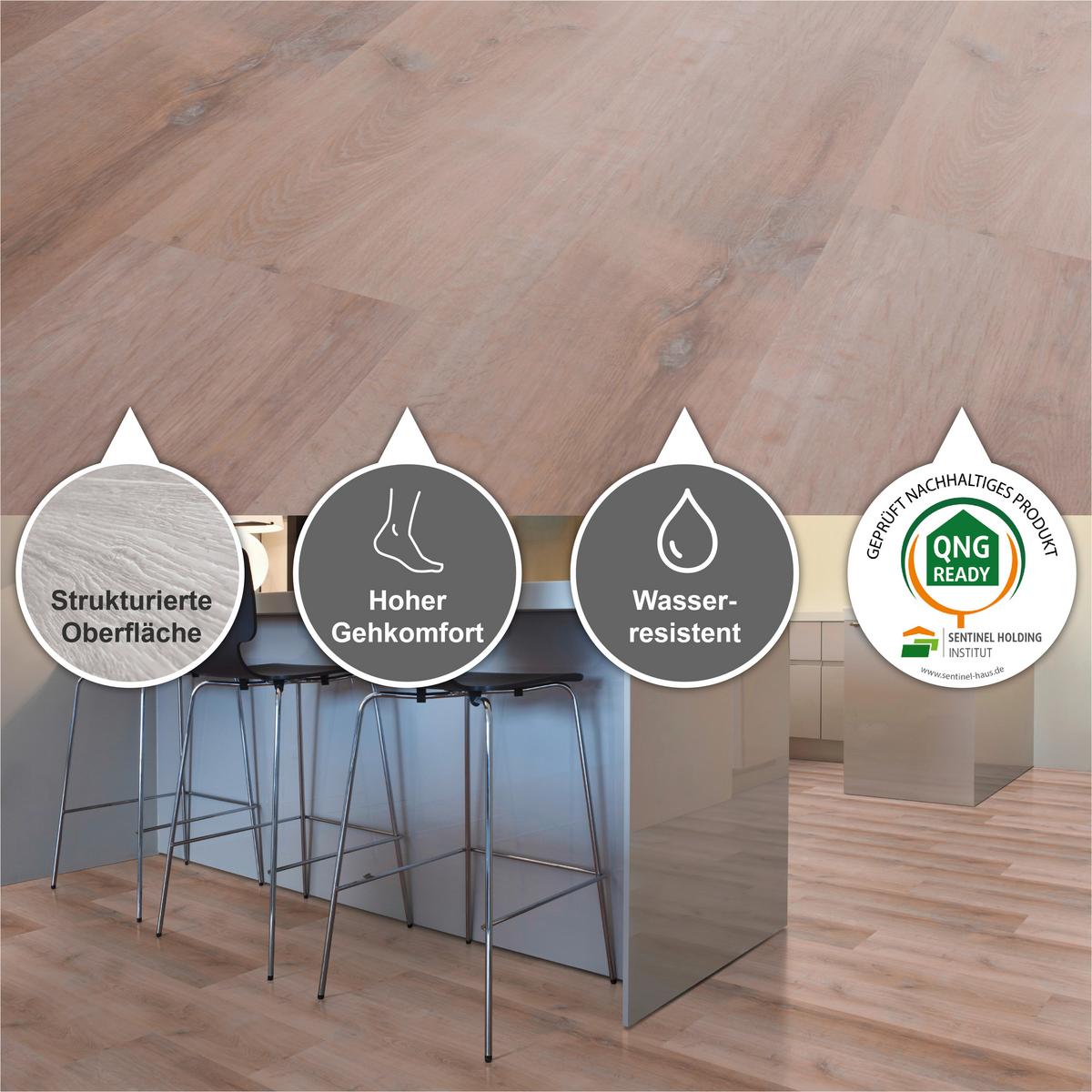 Designboden Eichefarben /mokka Lhd. Stärke 5mm - Eichefarben/Mokka, Basics, Kunststoff (121/22/0.5cm)