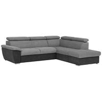 Ecksofa Mit Bettkasten Antero Kopfteile Verstellbar Grau - Chromfarben/Schwarz, Design, Textil (262/216cm) - Livetastic