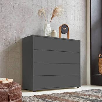 Kommode Mailand Typ 3 - Anthrazit/Schwarz, MODERN, Holzwerkstoff (79/73/33cm) - MID.YOU