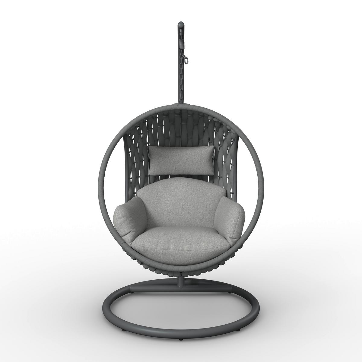 ZÁVESNÉ KRESLO MIRA - svetlosivá, Modern, kov/textil (107cm) - Bessagi Garden