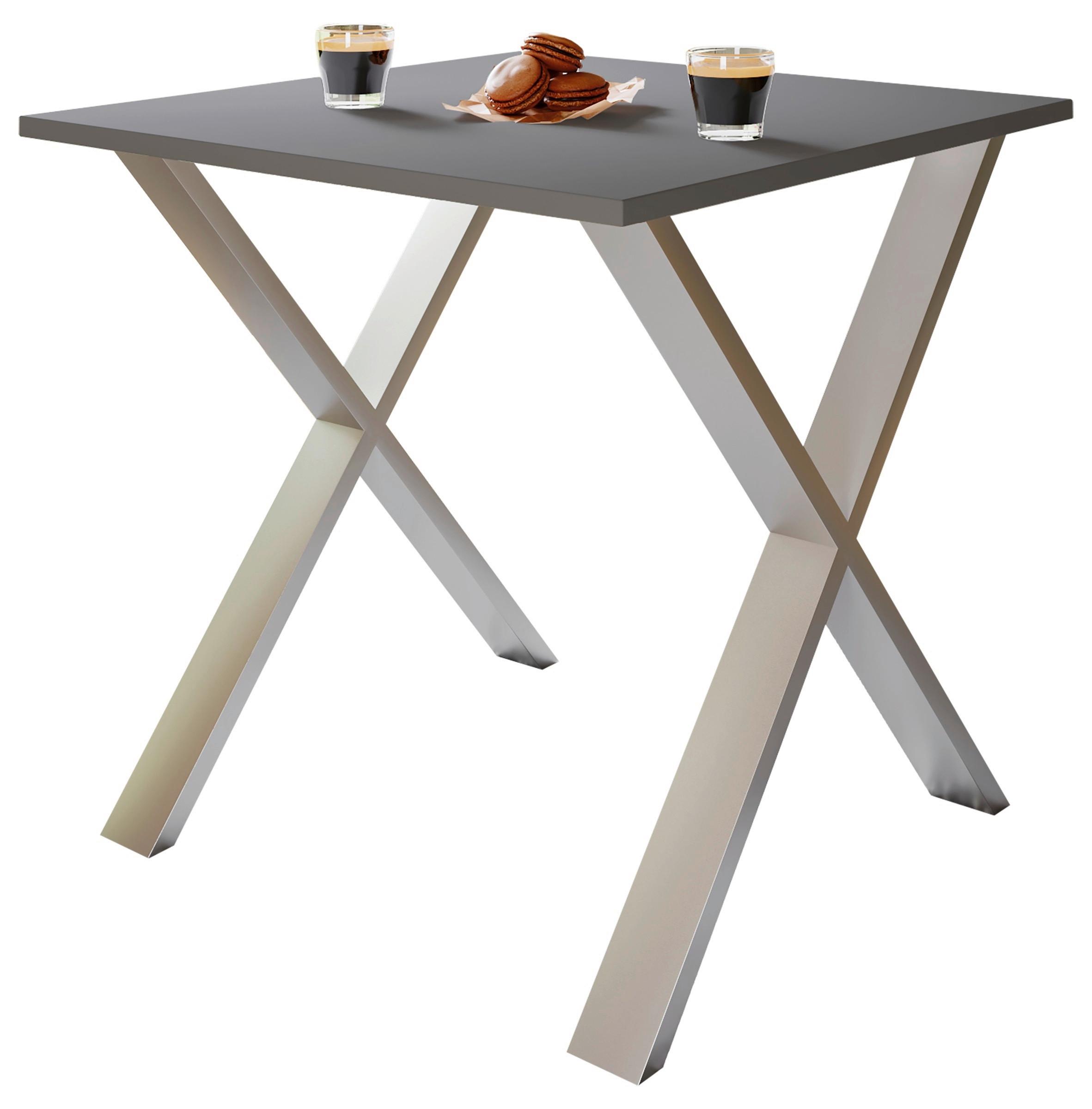 Schreibtisch Lona Anthrazit, Silber B: 80 cm - Anthrazit/Silberfarben, Design, Holzwerkstoff/Metall (80/76/80cm) - MID.YOU