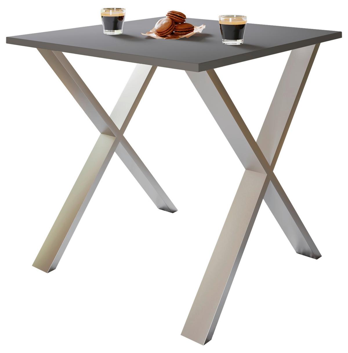 Schreibtisch Lona Anthrazit, Silber B: 80 cm - Anthrazit/Silberfarben, Design, Holzwerkstoff/Metall (80/76/80cm) - MID.YOU
