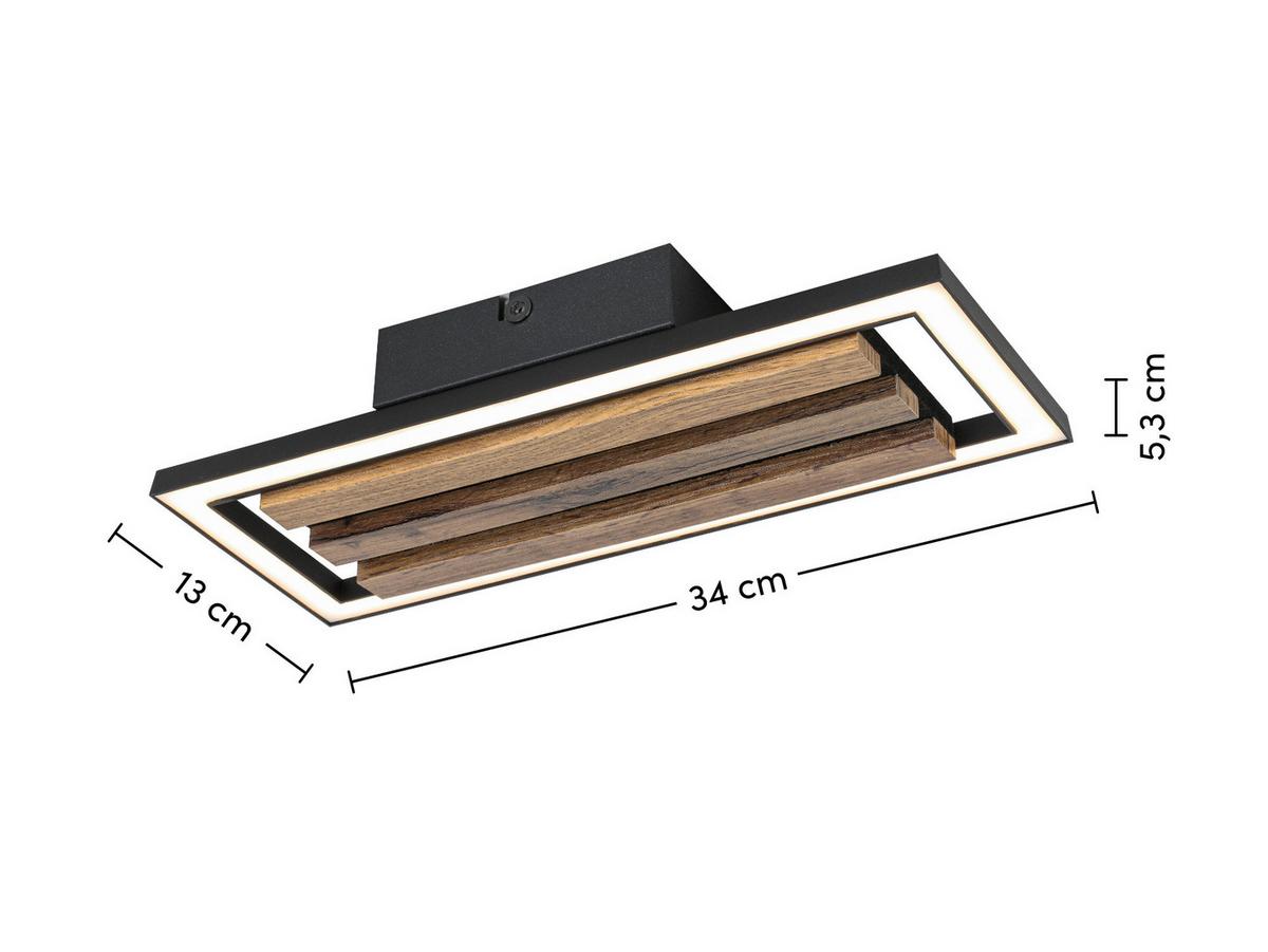 LED-Deckenleuchte Palono - Eichefarben/Schwarz, MODERN, Holz/Kunststoff (34/13/5,3cm) - Luca Bessoni