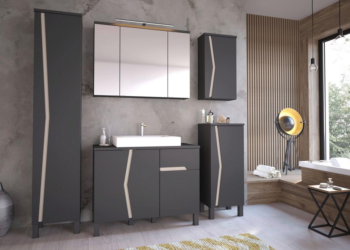 Badezimmer Manhatten Anthrazit, Kieselgrau B: 180cm - Anthrazit/Grau, MODERN, Holzwerkstoff (180/200/47,3cm) - Luca Bessoni