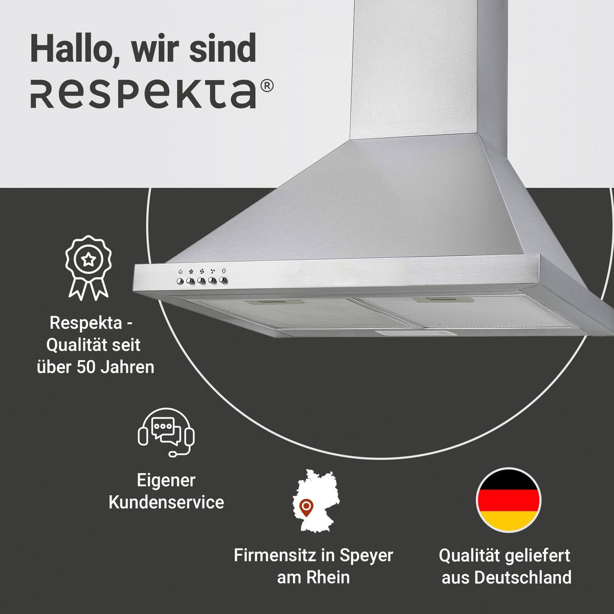 Dunstabzugshaube Respekta Dalia Edelstahlfarben B: 60 Cm - Edelstahlfarben, Trend, Metall (60/70-108/50cm) - Respekta