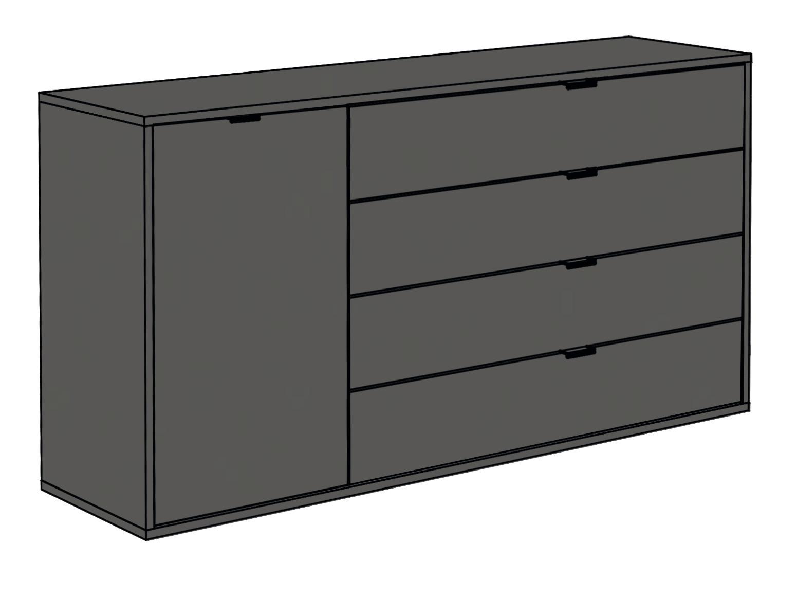 Široká Komoda Bounty, Antracitová - antracitová, Moderný (168/87/45cm) - Premium Living