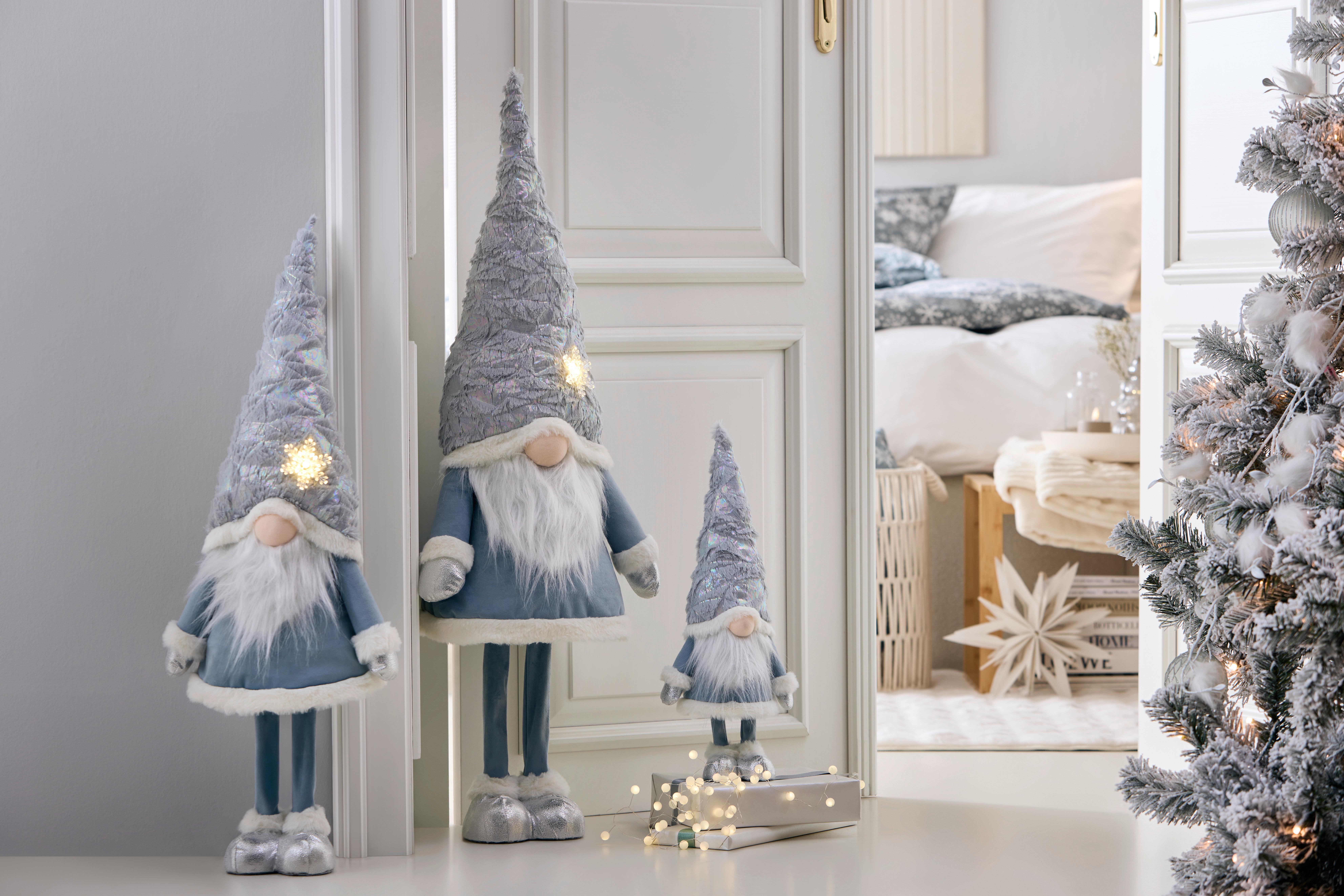 Skřítek LED/teplá bílá - bílá/světle modrá, Konvenční, kov/textil (37/100/27cm) - Mömax