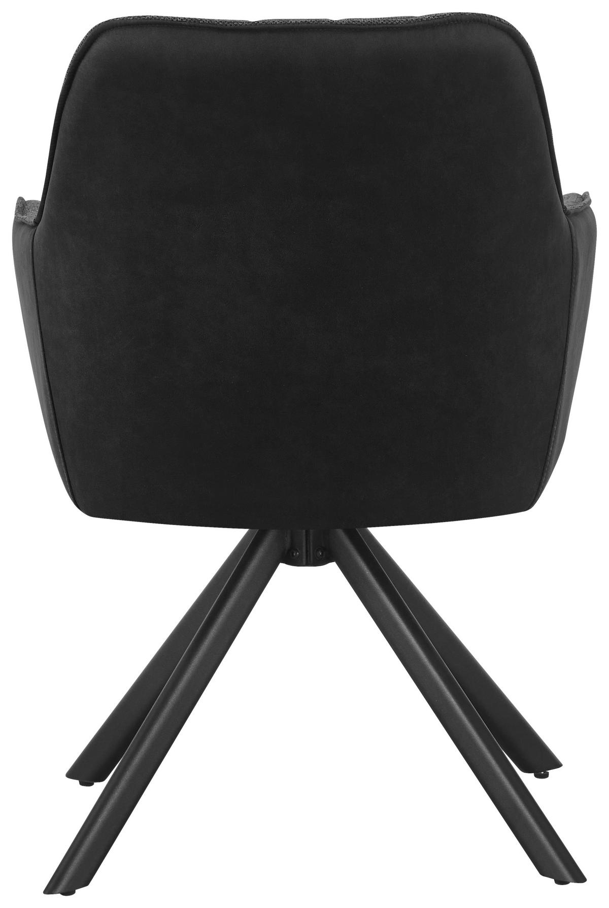 Armlehnstuhl Julie Grau, Sitzfläche 360° Drehb. - Schwarz/Grau, KONVENTIONELL, Holz/Textil (57/84/63cm) - Livetastic