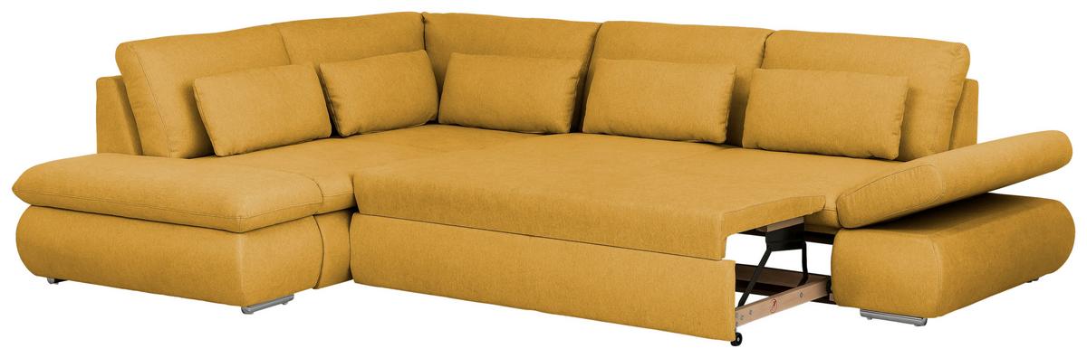 Sarokgarnitúra Alice - mustársárga, Modern, textil (224/86/300cm)