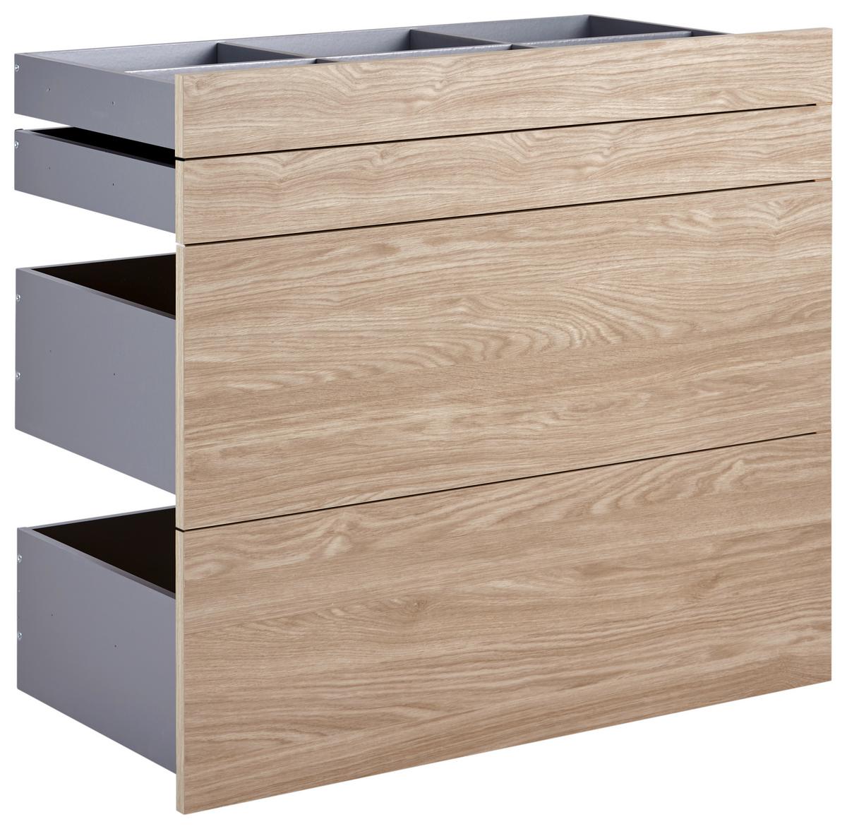 Schubladeneinsatz Unit Eiche B: 91 cm 4 Fächer - MODERN, Holzwerkstoff (91/83/47cm) - Ondega