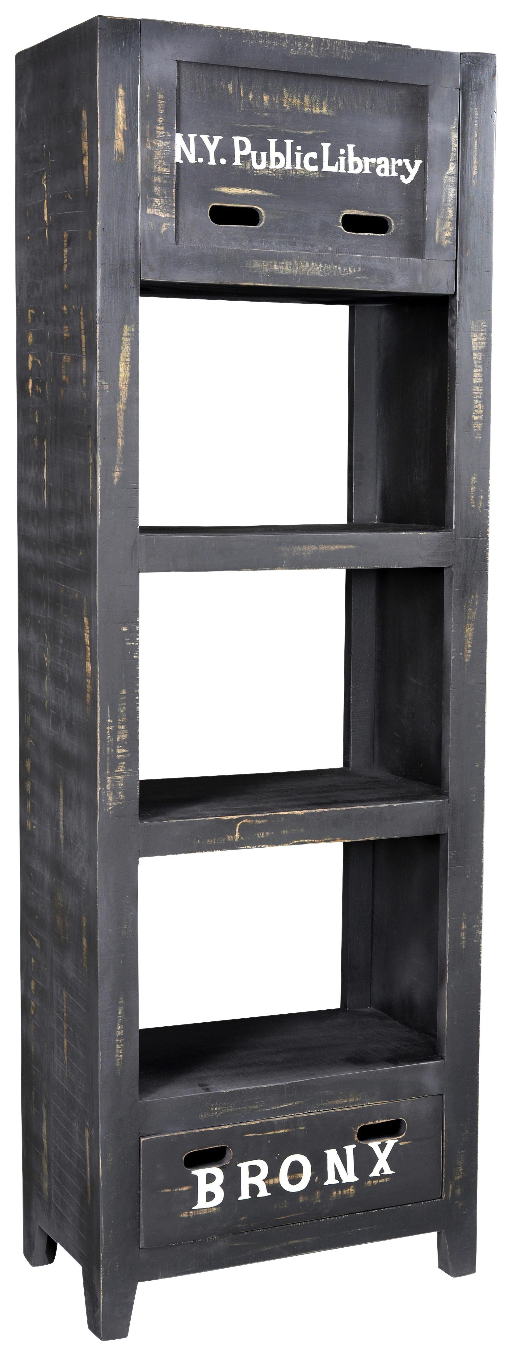 Regal Palma B: 60 cm Mangoholz - Schwarz/Braun, Basics, Holz (60/185/35cm)