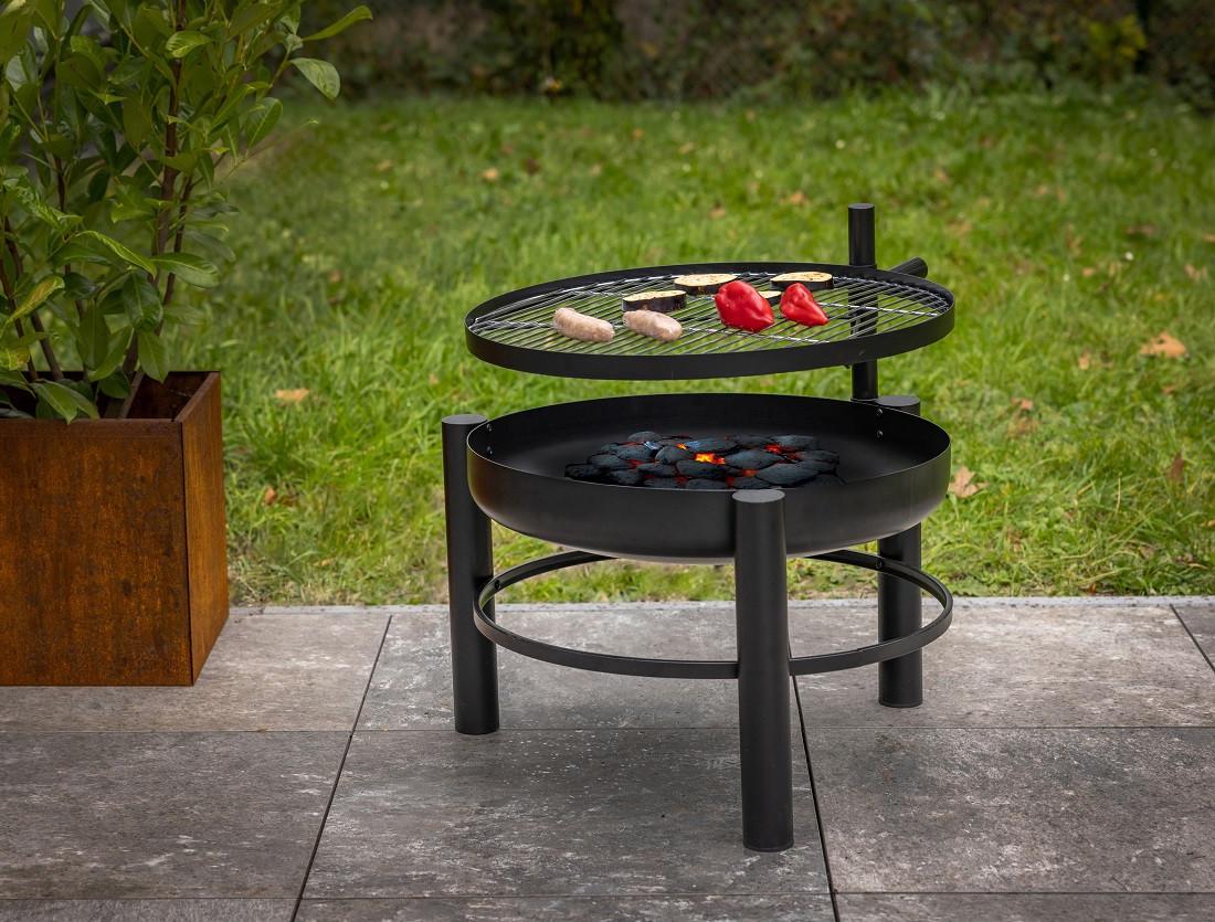 Feuerschale Ø 78 cm inkl. Grillrost - Schwarz, LIFESTYLE, Metall (66,5/69/78cm)