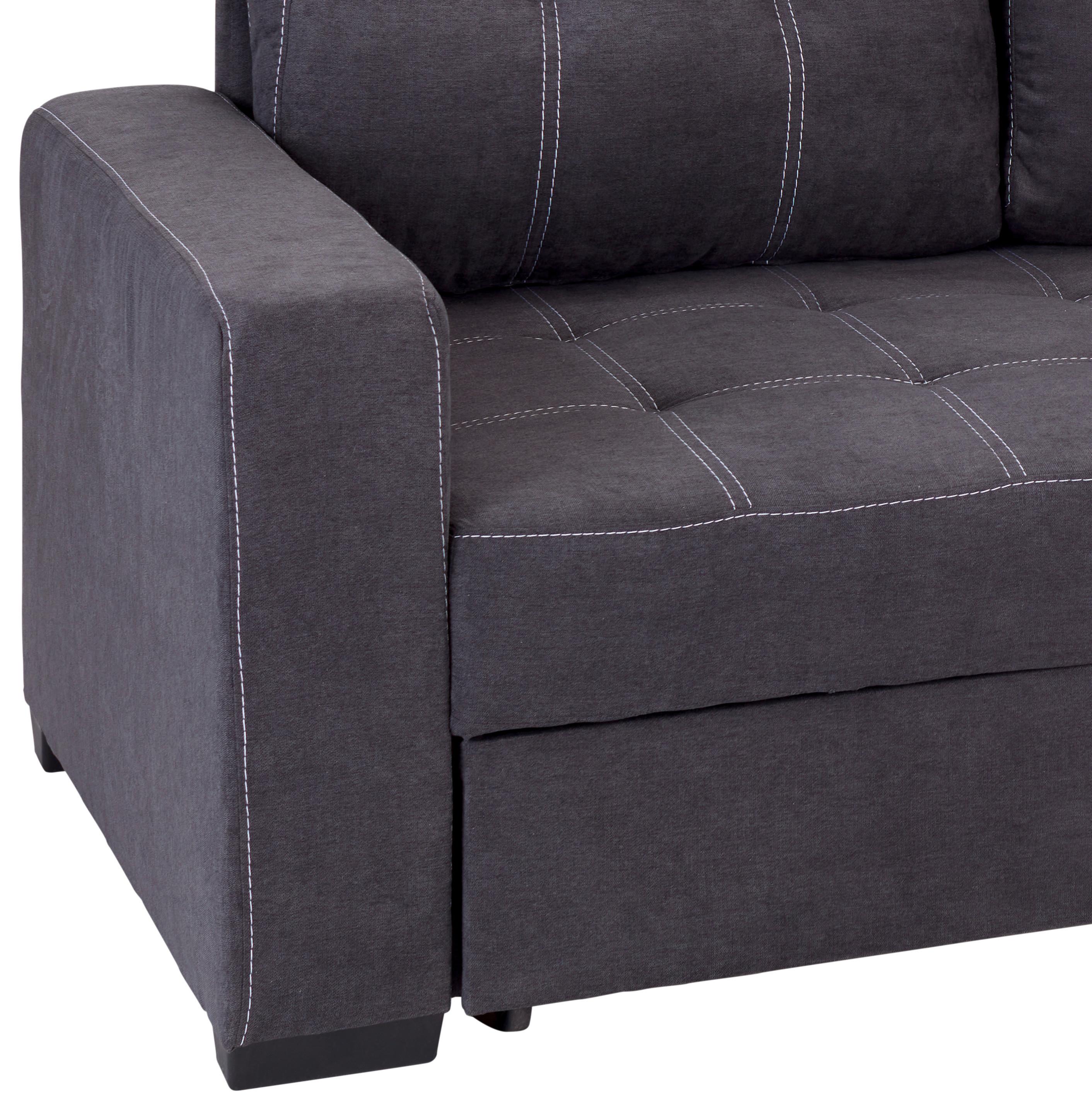 Ecksofa Mit Schlaffunktion & Bettkasten Mediolan Dunkelgrau - Dunkelgrau/Schwarz, Design, Textil (240/160cm) - Ondega