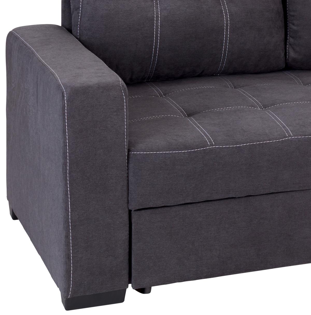 Ecksofa mit Schlaffunktion + Bettkasten Mediolan Dunkelgrau - Dunkelgrau/Schwarz, Design, Textil (240/160cm) - Ondega