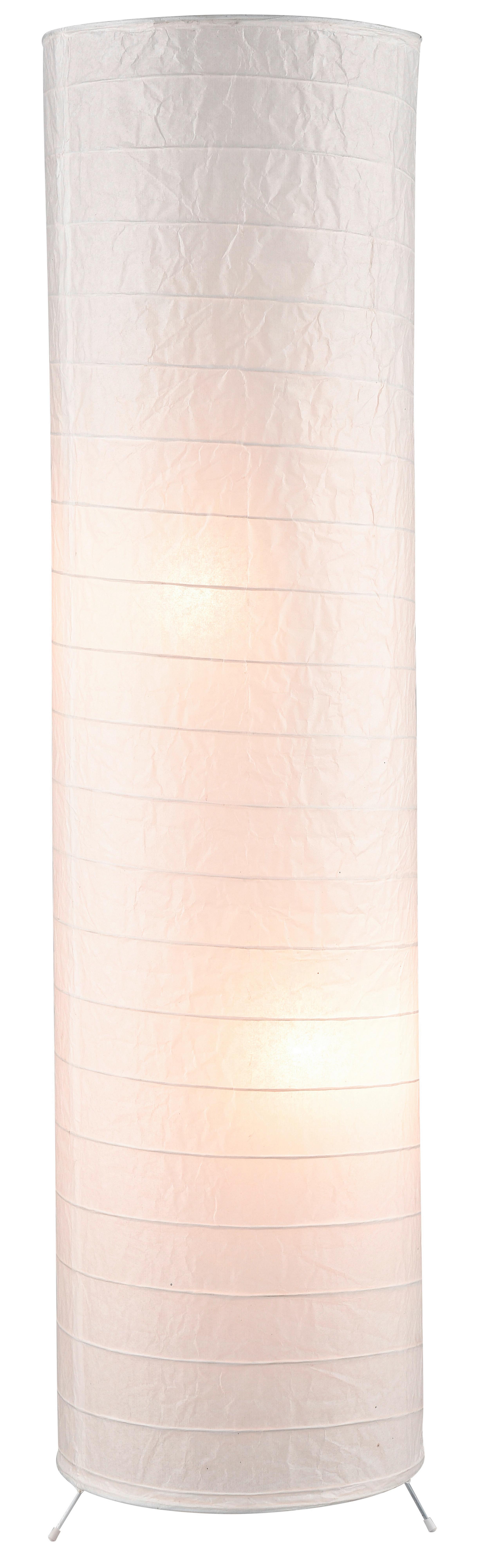 Stehlampe Julia mit Weißem Papierschirm, Zylinderform - Weiß, KONVENTIONELL, Papier/Metall (28/120cm) - Homezone