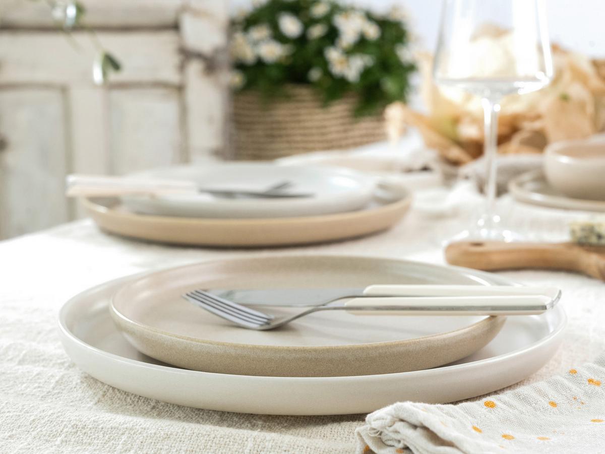 Tafelservice Uno Toscana, Creme, 12-Tlg. - Sandfarben/Creme, Basics, Keramik - Creatable