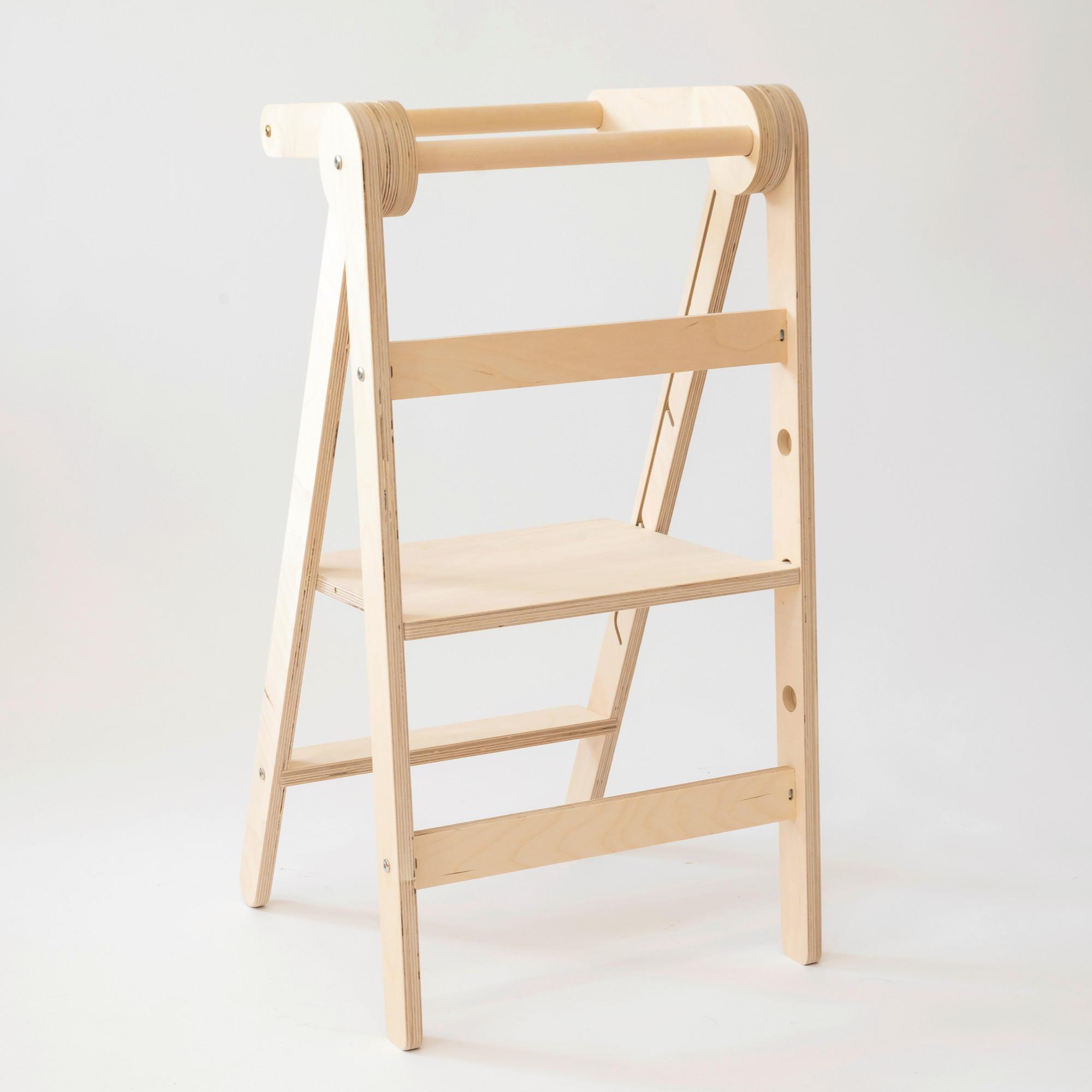Lernturm klappbar/Tritthocker natur - Birkefarben, Basics, Holz (44/55/85cm)