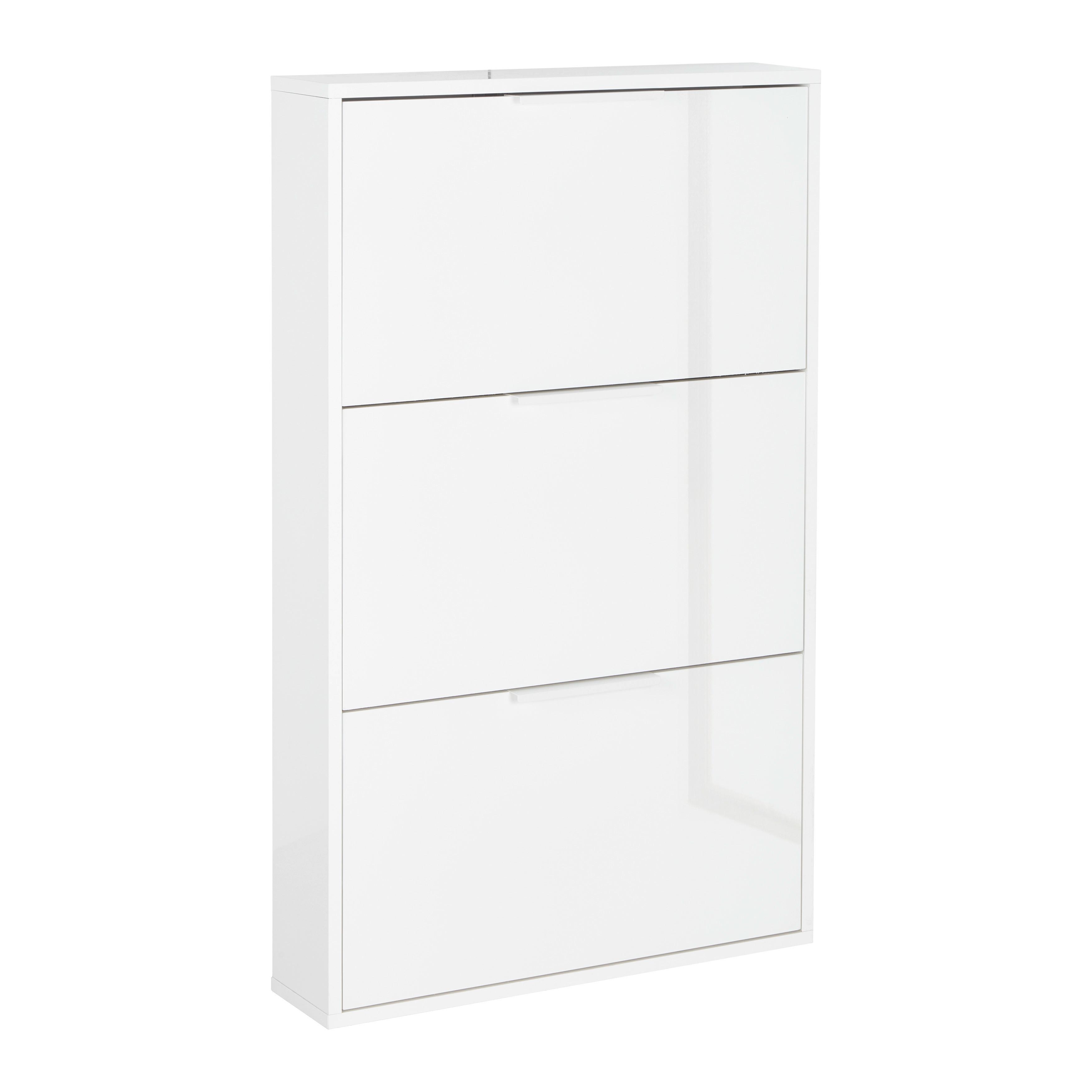 Vyklápěcí botník Espresso, lesklá bílá, š: 65 cm - bílá/vysoce lesklá bílá, Konvenční, kompozitní dřevo (65/106/15cm) - Mömax