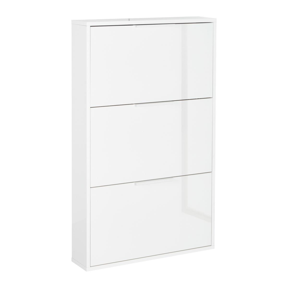 Vyklápěcí botník Espresso, lesklá bílá, š: 65 cm - bílá/vysoce lesklá bílá, Konvenční, kompozitní dřevo (65/106/15cm) - Mömax