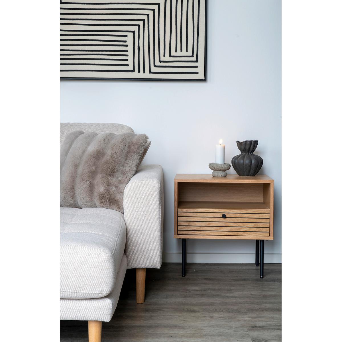 Beistelltisch Kyoto Eiche, L/B/H: 50x40x50cm - Eichefarben/Schwarz, Basics, Holz/Metall (50/40/50cm)