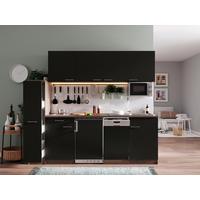 Küchenblock Oliver Singleküche 225 Cm - Eichefarben/Schwarz, Basics, Holzwerkstoff (225cm) - Respekta