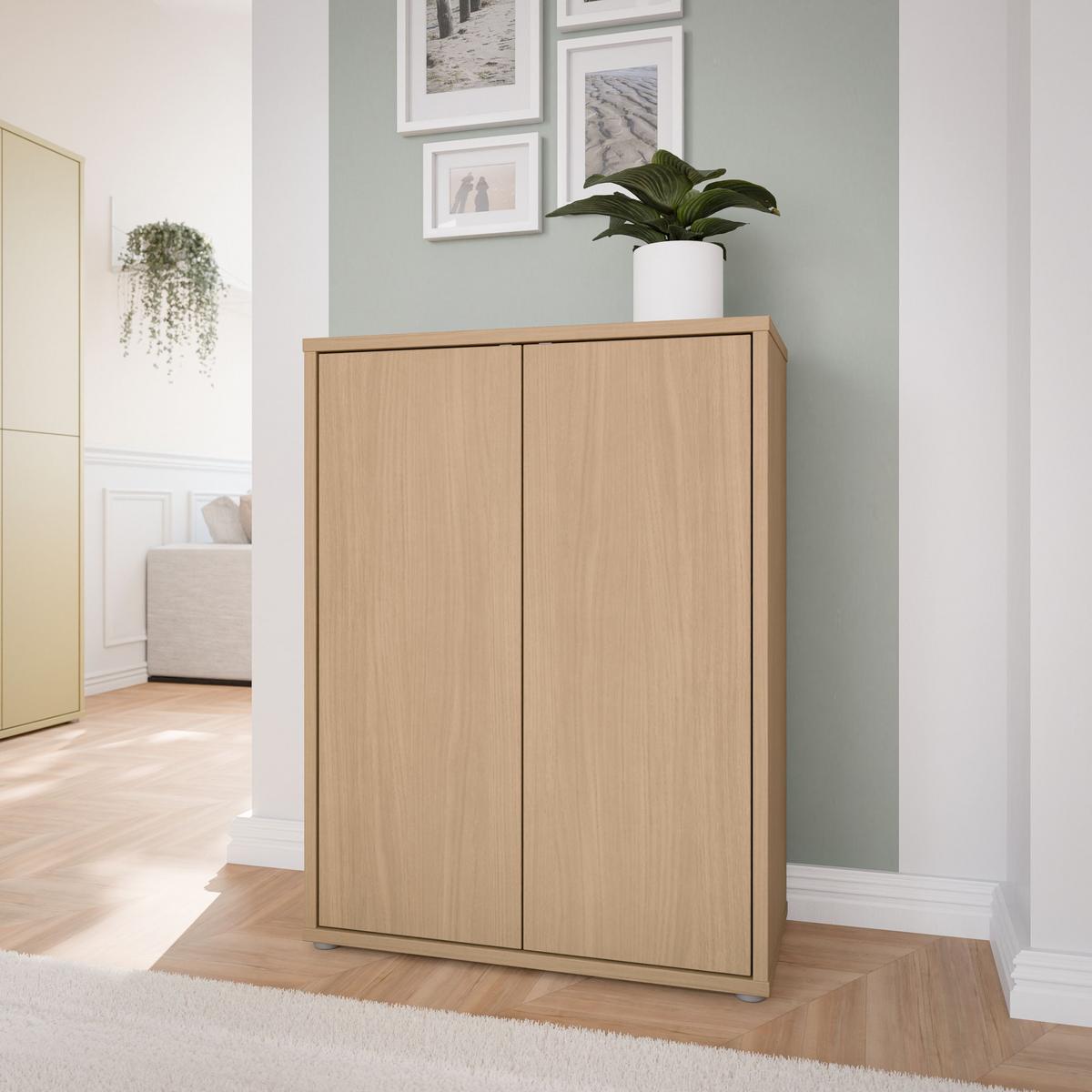 Botník dekor dub Elegancia - šedá/barvy dubu, Moderní, kompozitní dřevo/plast (74,5/99,1/34,9cm)