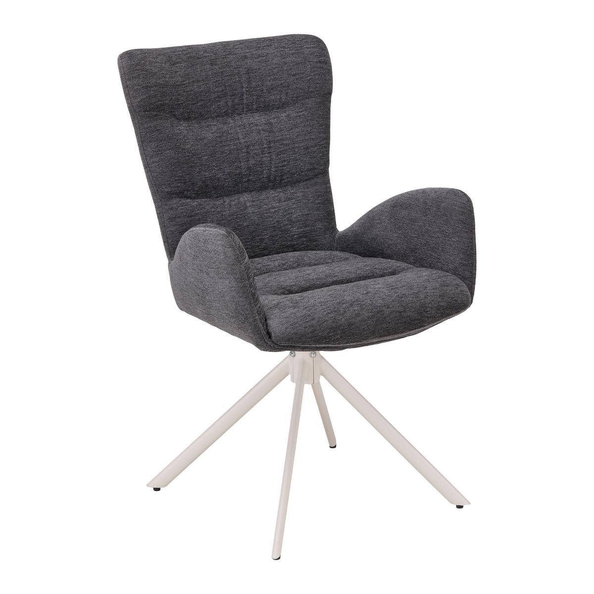 STOLIČKA S PODRÚČKAMI STELLA - sivá/béžová, Design, kov/textil (58/91/65cm) - Mömax
