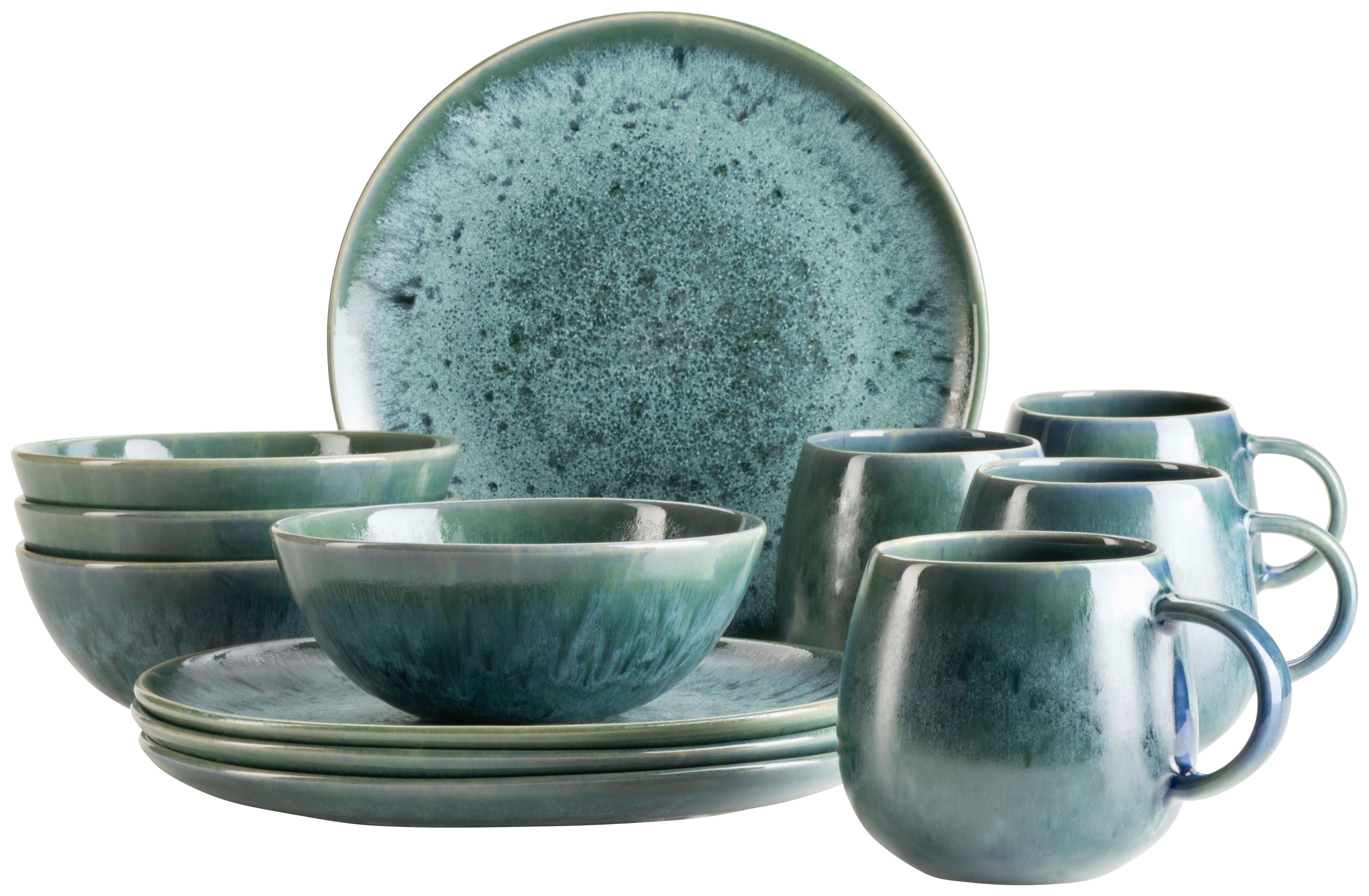 Frühstücksset Carellia Blau, 12-Teilig - Blau, Trend, Keramik - Mäser