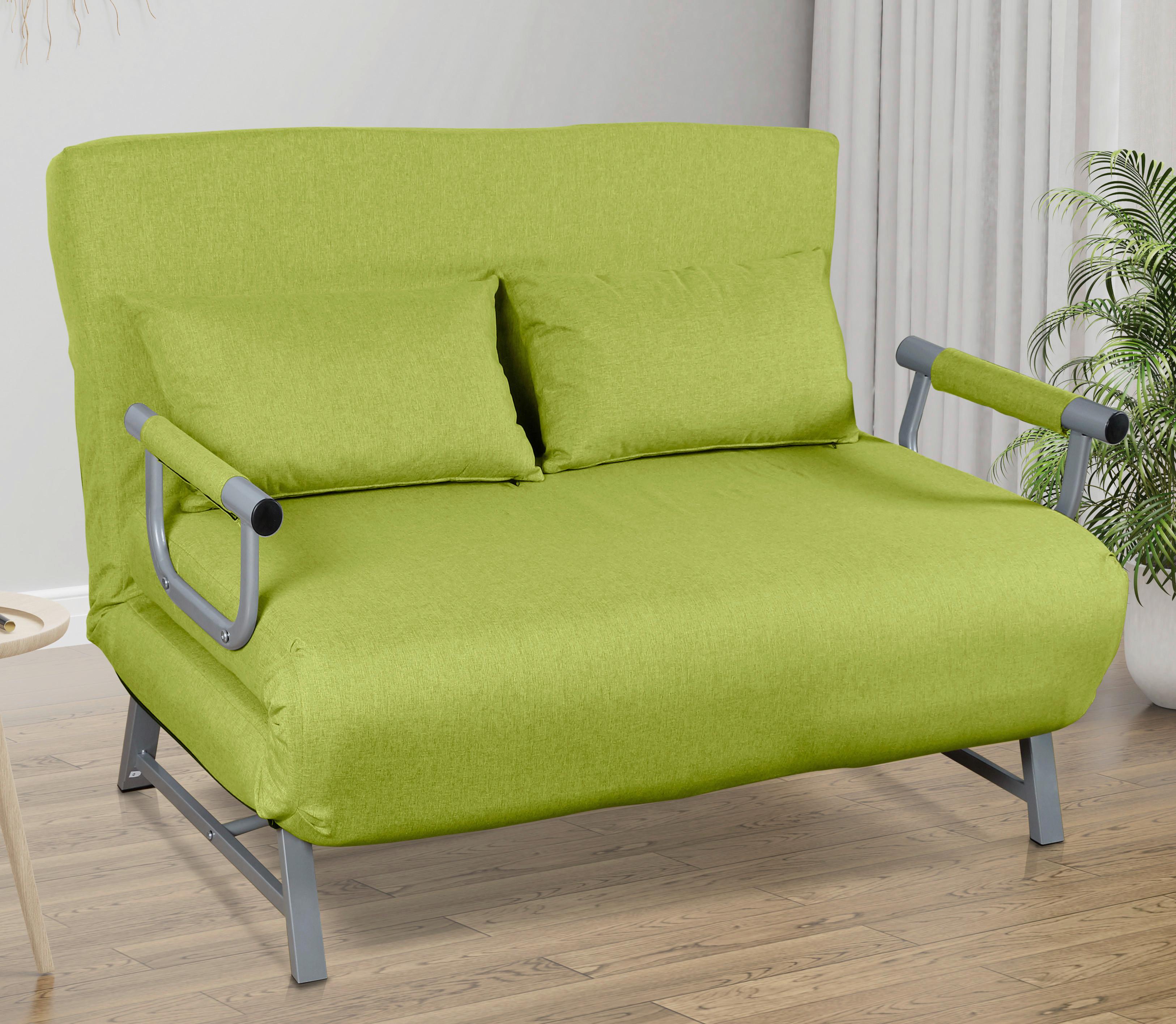 Schlafsofa Kolino II Grün B: 127 cm - Grau/Grün, MODERN, Textil/Metall (127/95/78cm) - MID.YOU